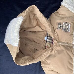 Burberry Infant Hooded Snowsuit in Beige and Cream